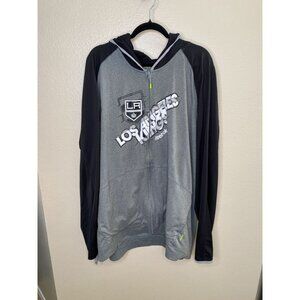 Reebok NHL Center Ice Los Angeles Kings Full-Zip Hoodie Mens 4XL Gray/Black